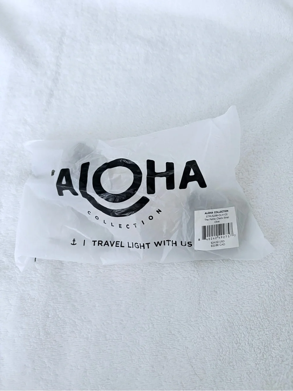 ALOHA Collection Olive Green Checkered Adjustable Strap New Retail $24 - Picture 2 of 3